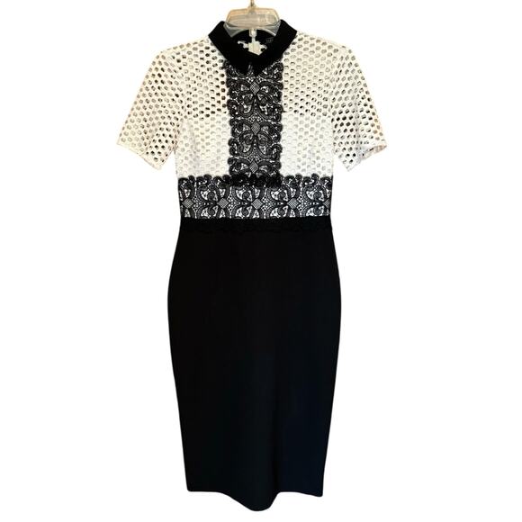 ZARA Black Sheath Tube Dress Twee Lace Short Sleeve Top Size S Office Cocktail - Picture 7 of 16